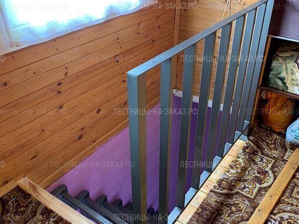 Каркас оригинальной лестницы с перилами и боковой стенкой